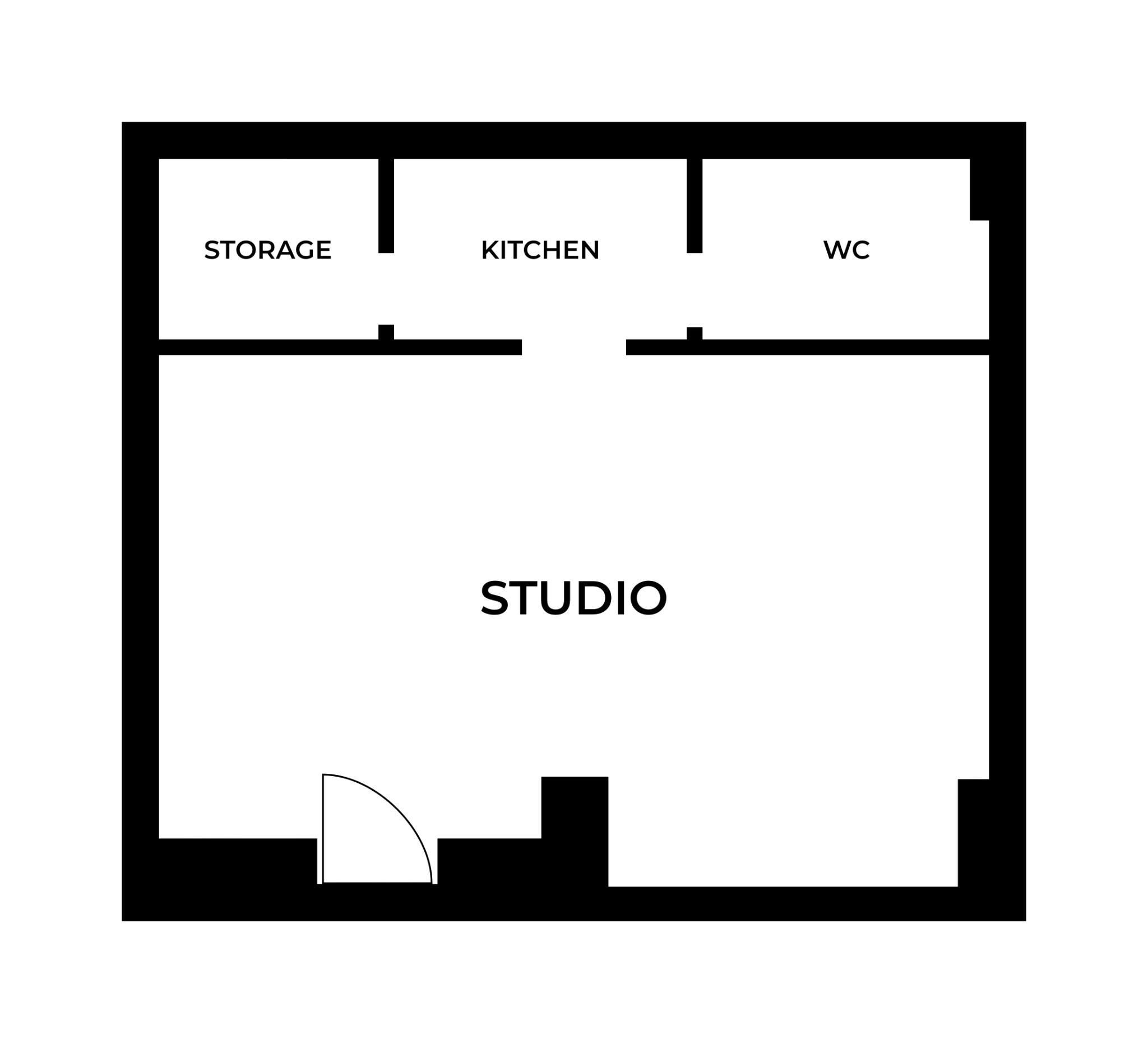 Grundriss von 44INCH STUDIOS mit Studio, Storage, Kitchen und WC